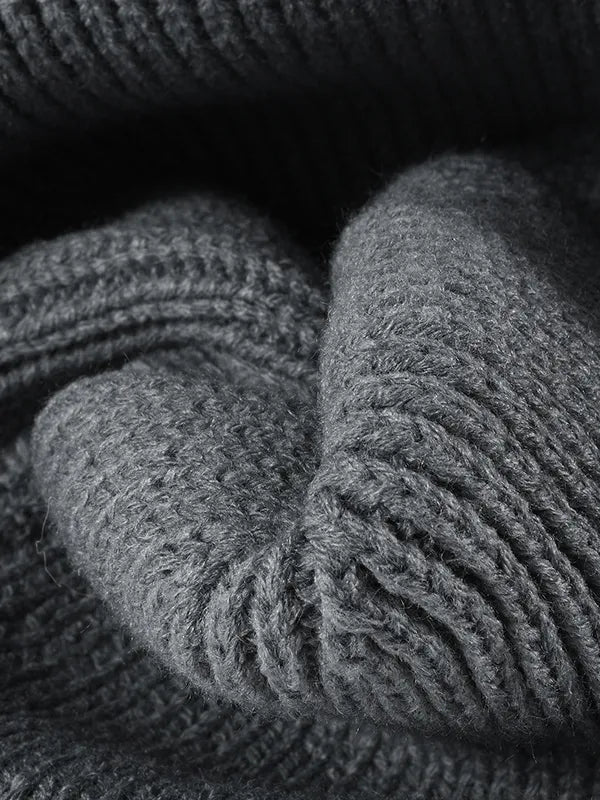 Gray ribbed knit beanie with embroidered bow detail