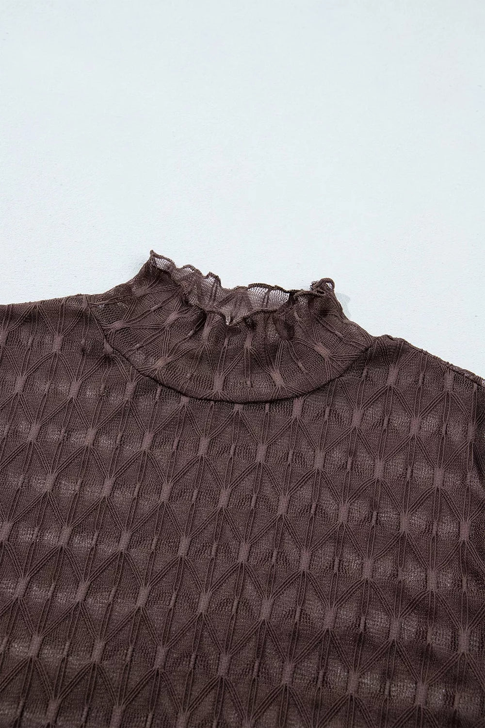 blouse in Coffee Brown with geometric and sheer