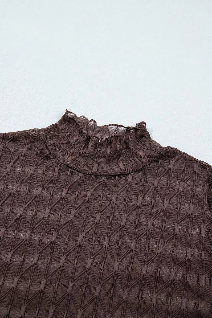 blouse in Coffee Brown with geometric and sheer
