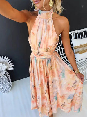Sherbet with Full Size Halter Neck Floral Maxi Dress
