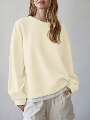 red oversized sweatshirt with crew neck