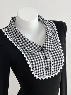 Gingham Collar Long Sleeve T-shirt in this colorway