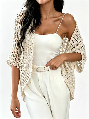 cardigan in ivory featuring lace and relaxed fit