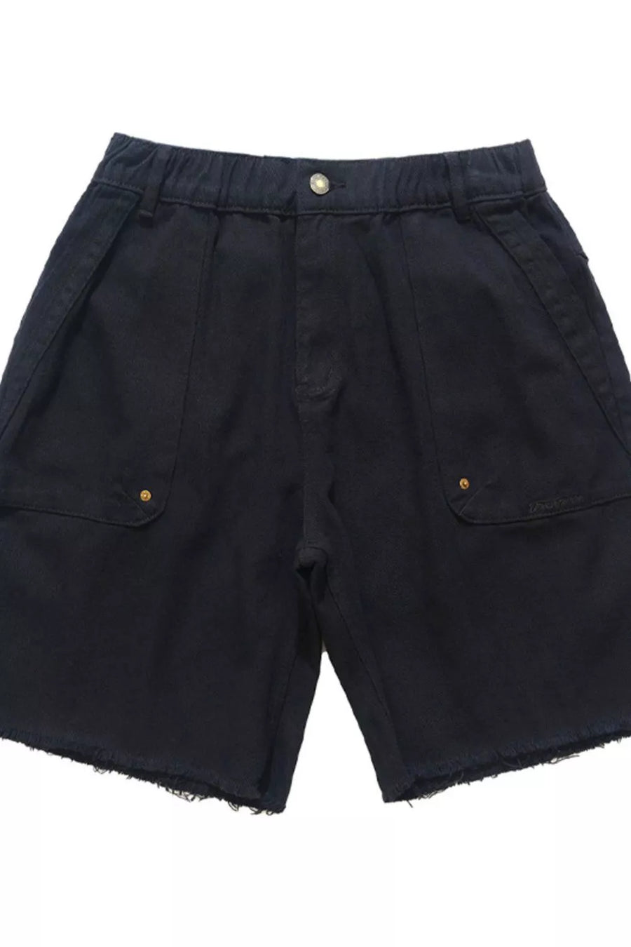 Black Men's Raw Hem Relaxed Fit Shorts