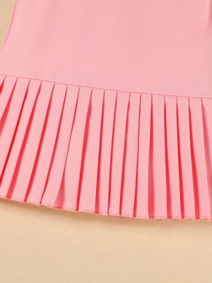 Pink toddler dress with pleated hem detail