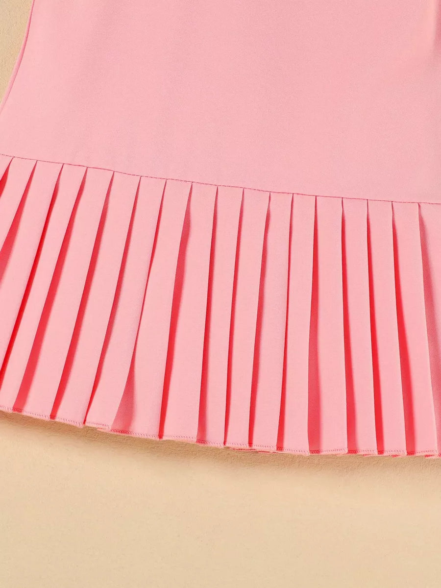 Pink toddler dress with pleated hem detail