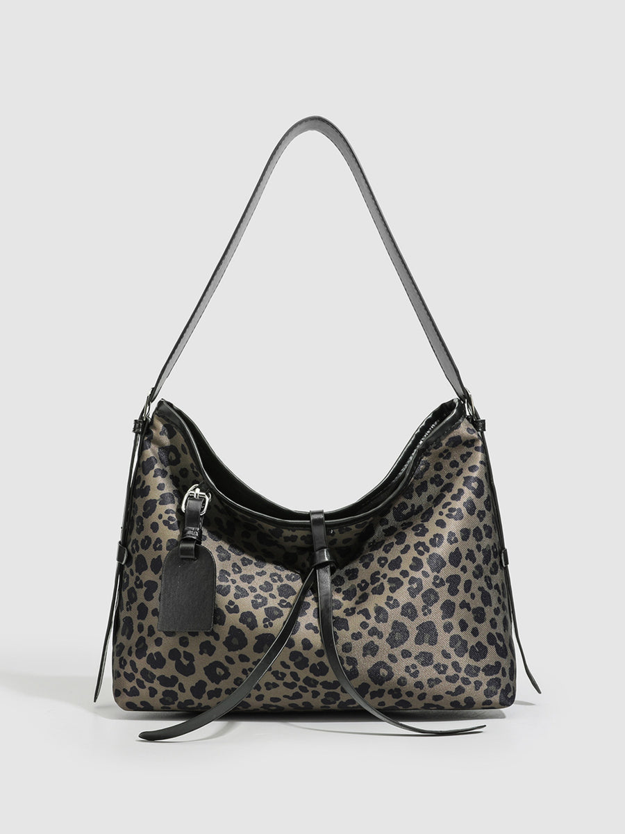 shoulder bag featuring leopard-print in Leopard Print with PU Leather Imported Size &amp texture