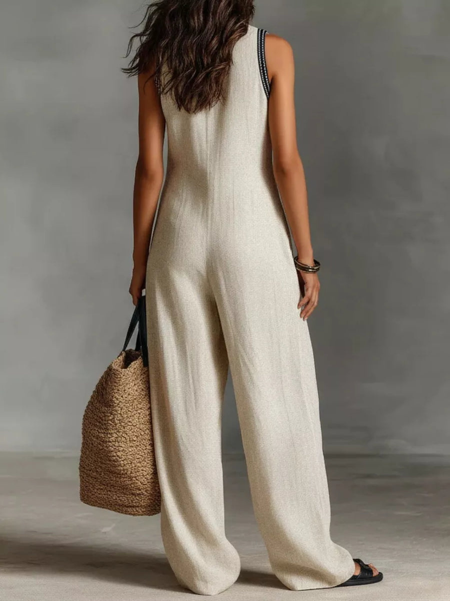 Lavender Full Size Sleeveless Wide-leg Jumpsuit Plus Size
