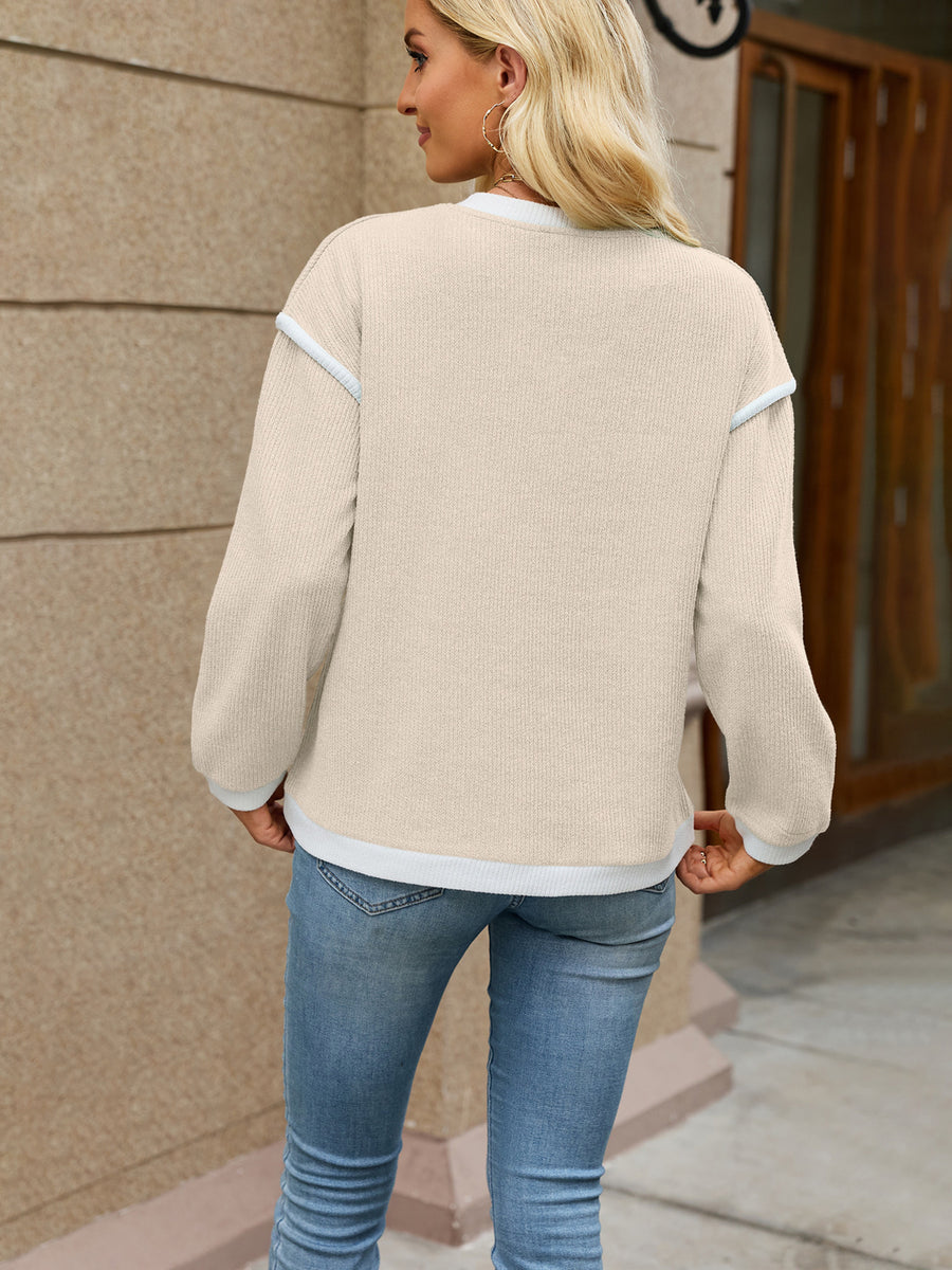 classic v-neck sweater in Apricot with v-neck