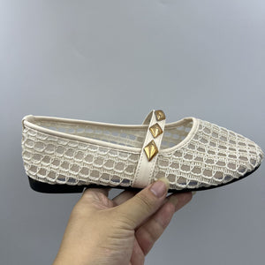 ivory loafers with slip-on and mesh