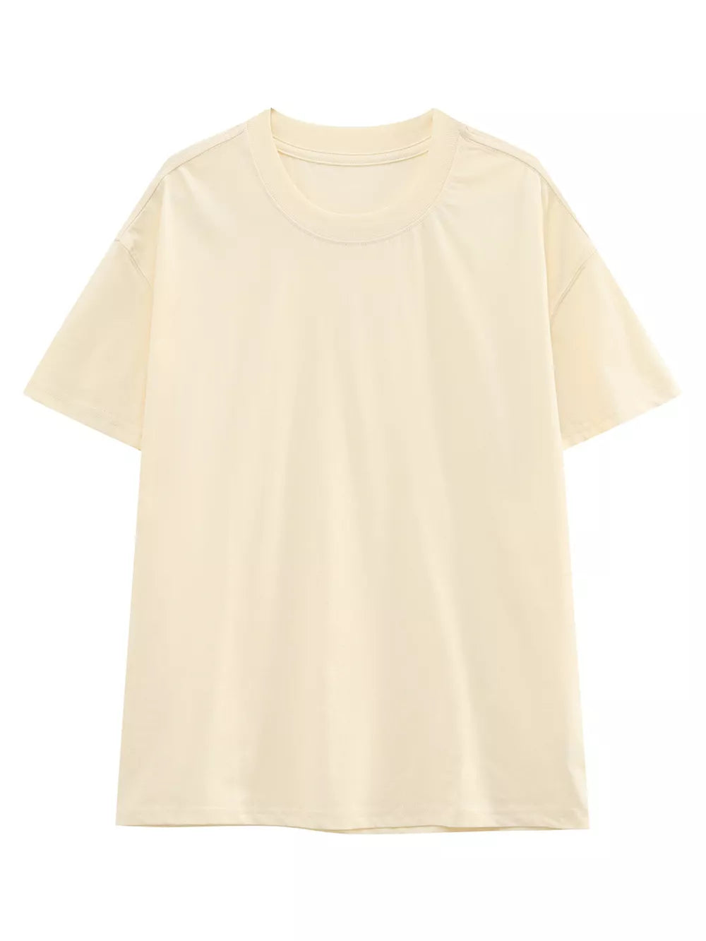 Classic relaxed fit men's cream cotton crew neck t-shirt