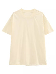 Classic relaxed fit men's cream cotton crew neck t-shirt