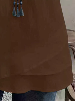 100% polyester Care instructions: Machine wash cold blouse in Apricot with relaxed silhouette