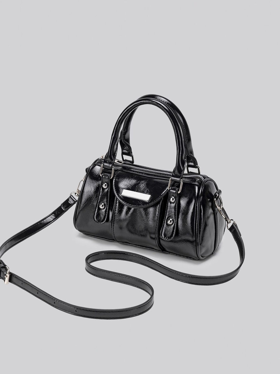 black with crossbody bag with top handle