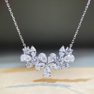 necklace featuring floral in Blue with 925 sterling silver,Zircon Care instructions: Avoid wearing during exercise, as