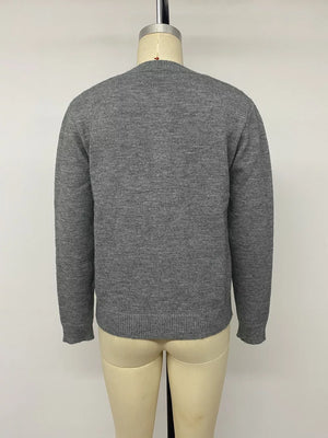 cardigan in Dark Gray with buttoned and waist-length