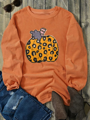 sweatshirt in golden yellow with leopard and ribbed