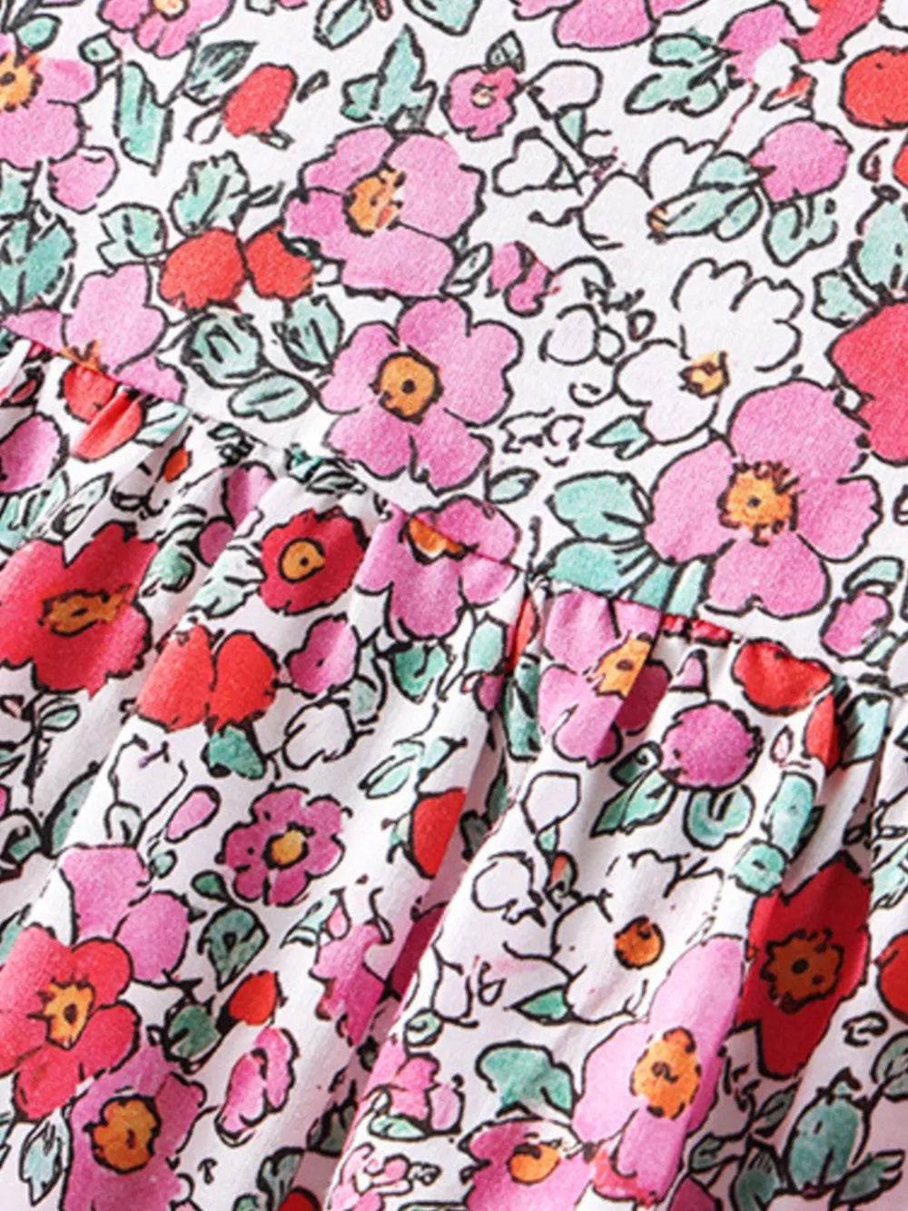 Children's Floral Print Short Sleeve A-line Dress option 5