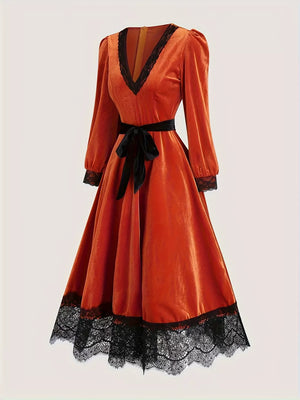 100% polyester Care instructions: Machine wash cold midi dress in Orange Red with A-line silhouette