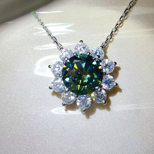 dark green necklace with floral and not applicable