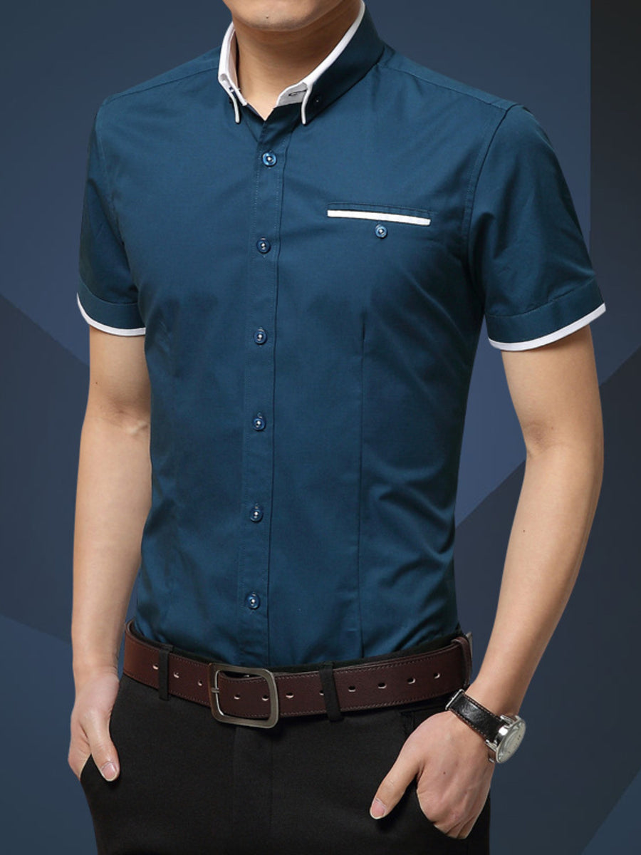 95%cotton,5%spandex Care instructions: Machine wash cold button-up shirt in White with fitted silhouette
