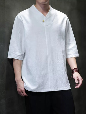 Men's Plus Size Solid 3/4 Sleeve Shirt in Red