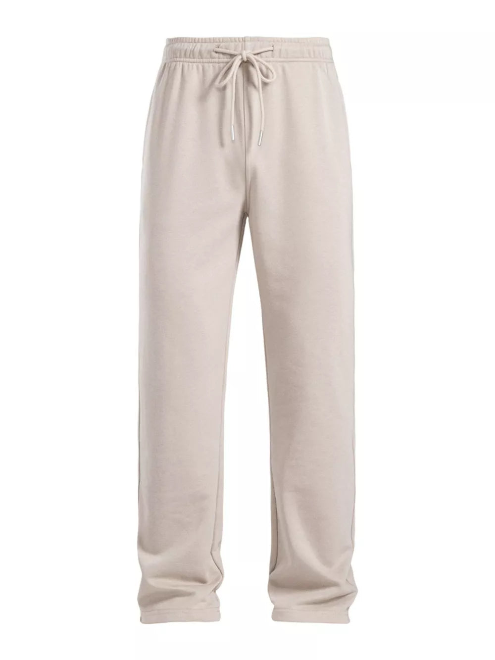Men's khaki drawstring loose fit sweatpants with a relaxed cut.