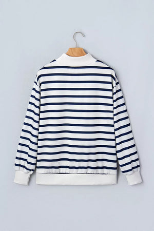 Striped Stand Neck Long Sleeve Sweatshirt option 5