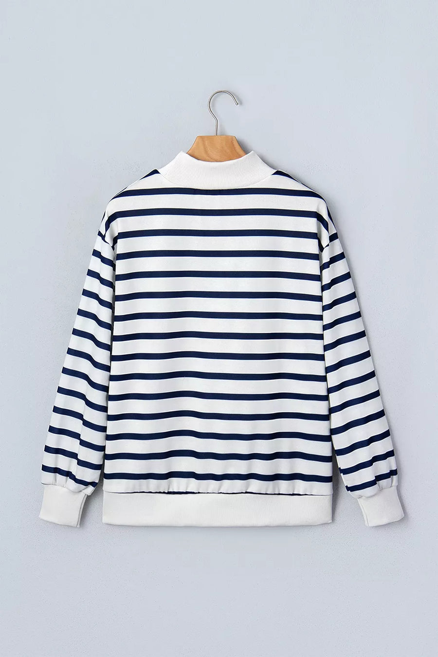 Striped Stand Neck Long Sleeve Sweatshirt option 5