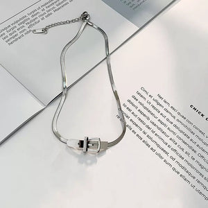 Chic Buckle Titanium Steel Silver Choker Necklace option 7