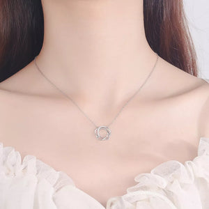 925 Sterling Silver Zircon Pendant Necklace in silver with zircon embellishment