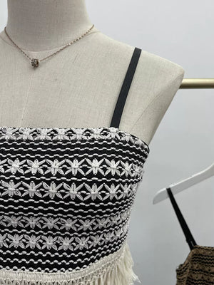 Apricot with Fringe Knit Cami