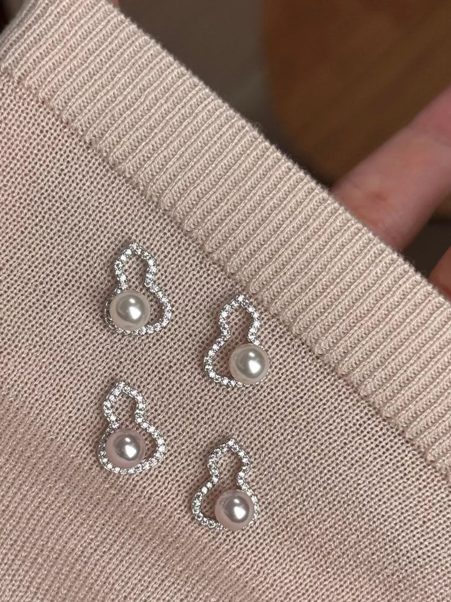 Synthetic Pearl, 925 silver needle, Zircon, Alloy Care instructions: Avoid weari earrings in Silver with regular silhouette