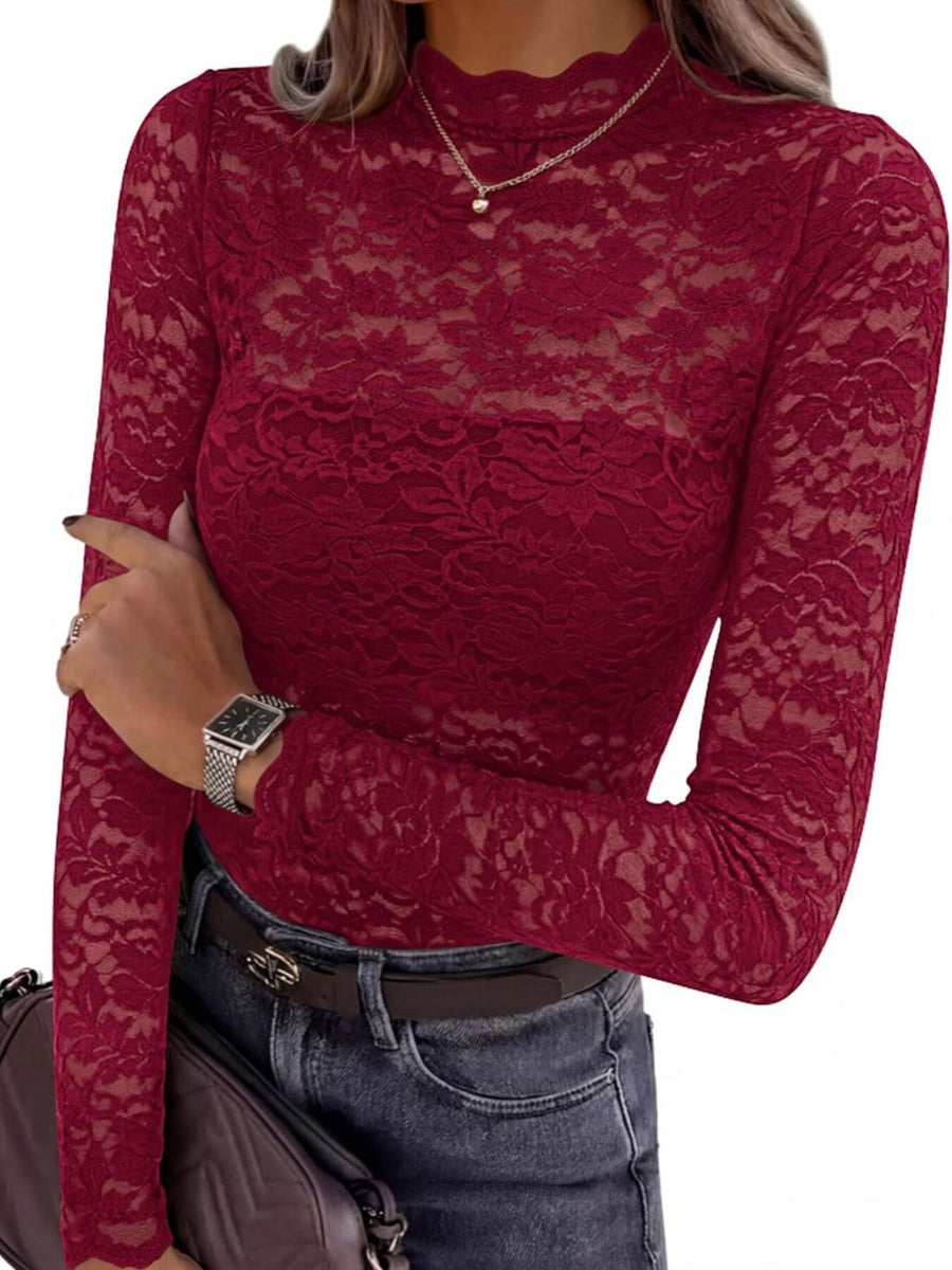 Black blouse with sheer and long sleeve