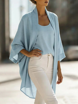 100% polyester Care instructions: Machine wash cold cardigan in Sky Blue with relaxed silhouette