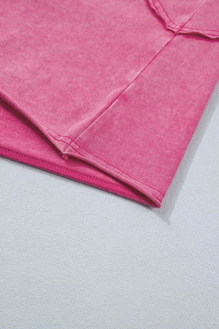 Pink mineral wash t-shirt with cap sleeves and lace trim detail