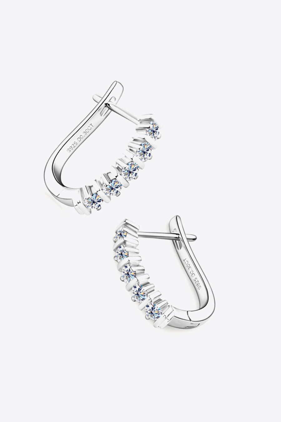 Silver pavé hoop earrings with moissanite stones and S925 engraving