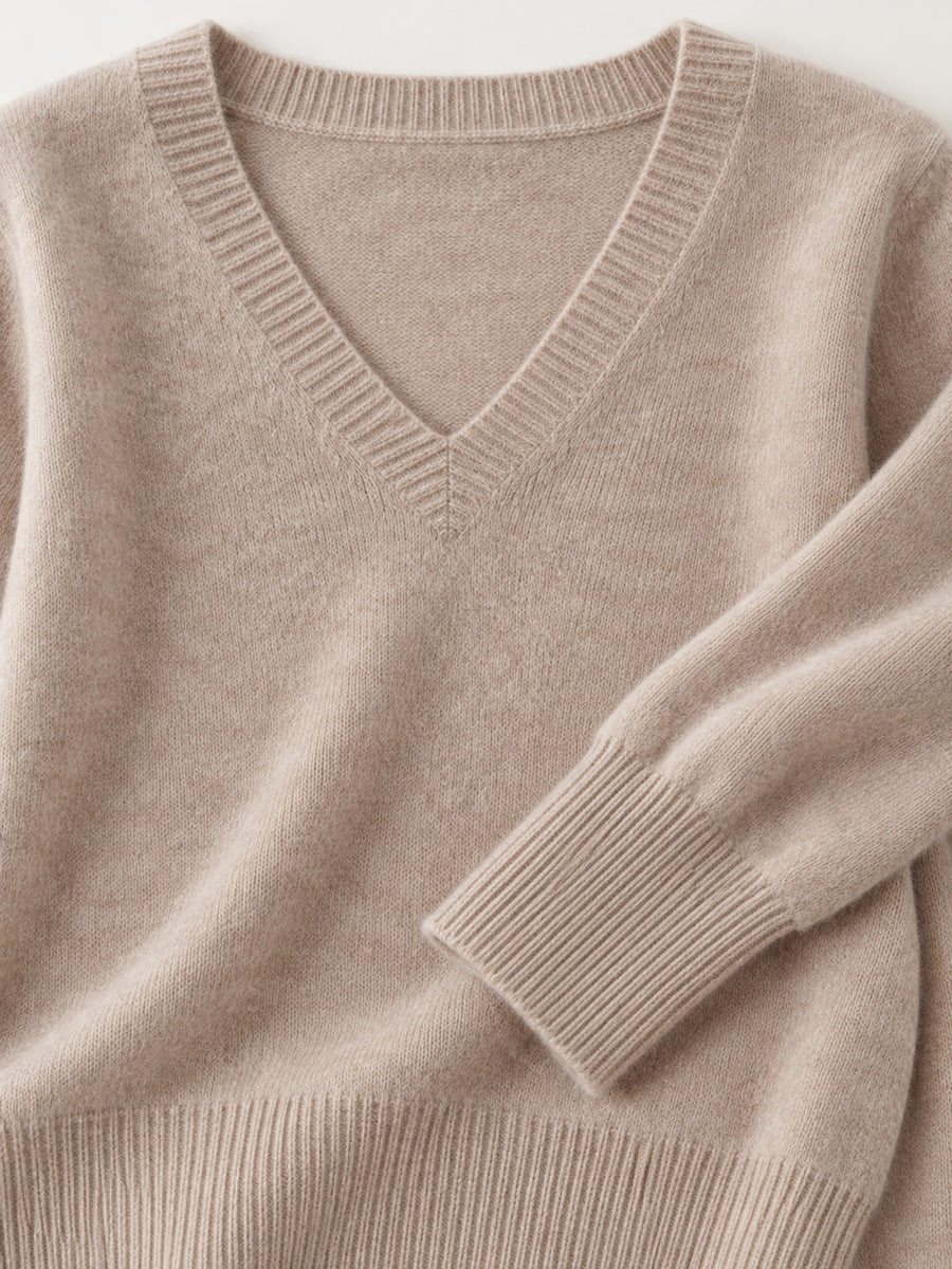 classic v-neck sweater in White with v-neck