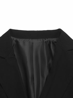 Black blazer with notched lapels and satin lining