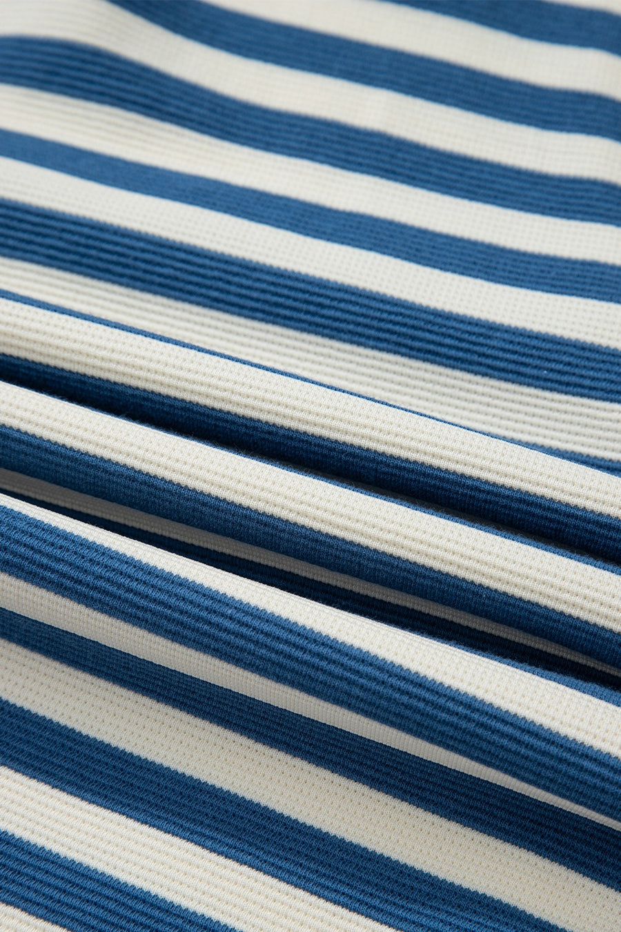 Peacock Blue Textured Stripe Henley Pocket Top