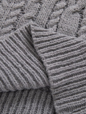 slate gray pullover sweater with hip-length and pullover