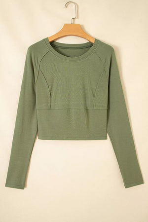 Long Sleeve Round Neck Paneling T-shirt option 5