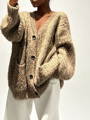 100% polyester Care instructions: Machine wash cold cardigan in Tan with oversized silhouette