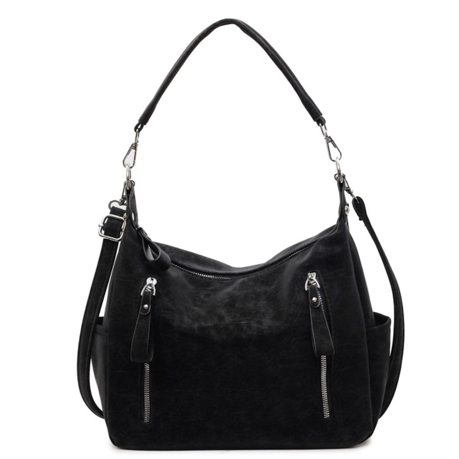 Black with crossbody bag with zipper pockets 6