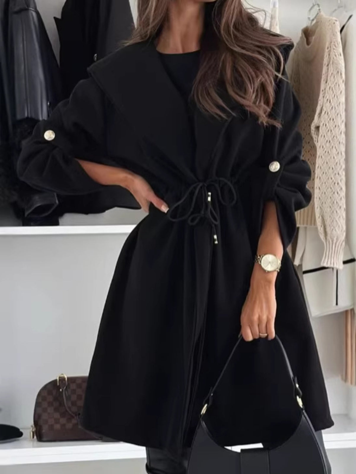 modern coat in camel with hooded