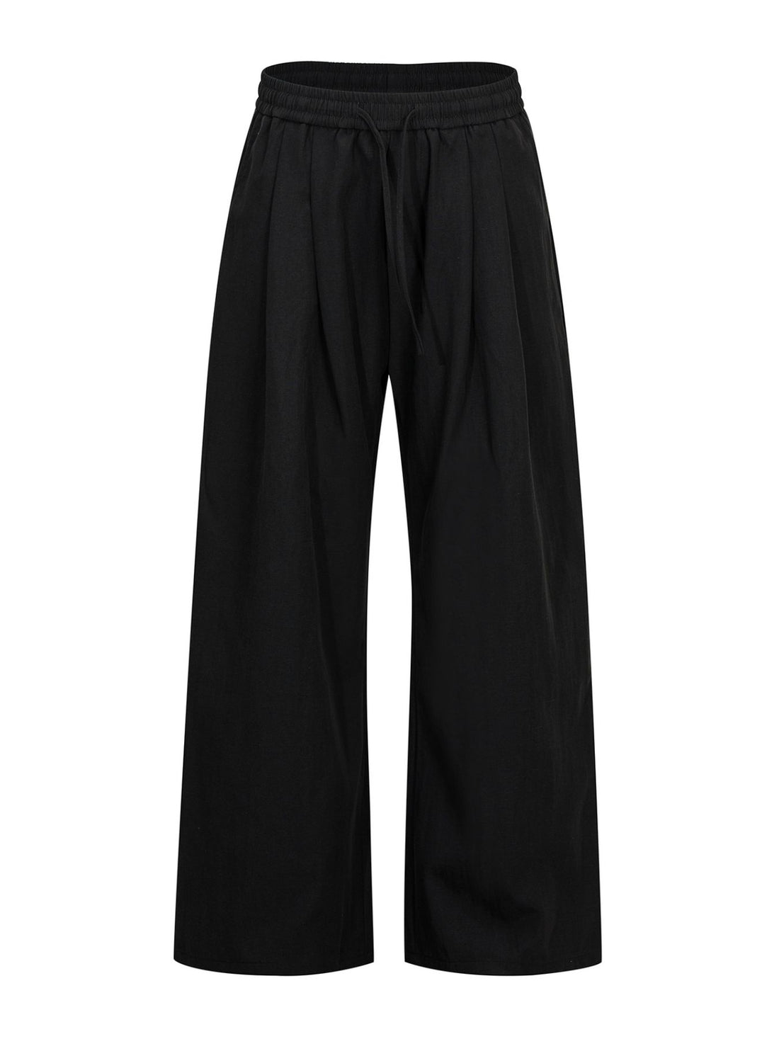 wide-leg pants in Cream with drawstring waist and full-length