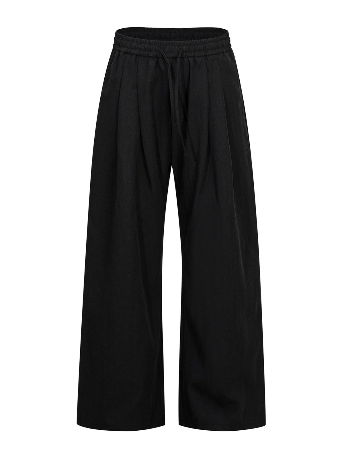 wide-leg pants in Cream with drawstring waist and full-length