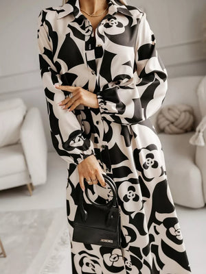 Long Sleeve Maxi Shirt Dress in Black