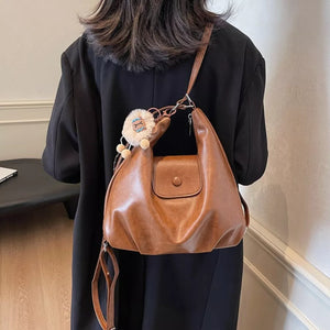 Brown with Pu Leather Medium Shoulder Bag