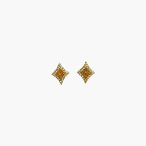 earrings in gold with geometric and stud